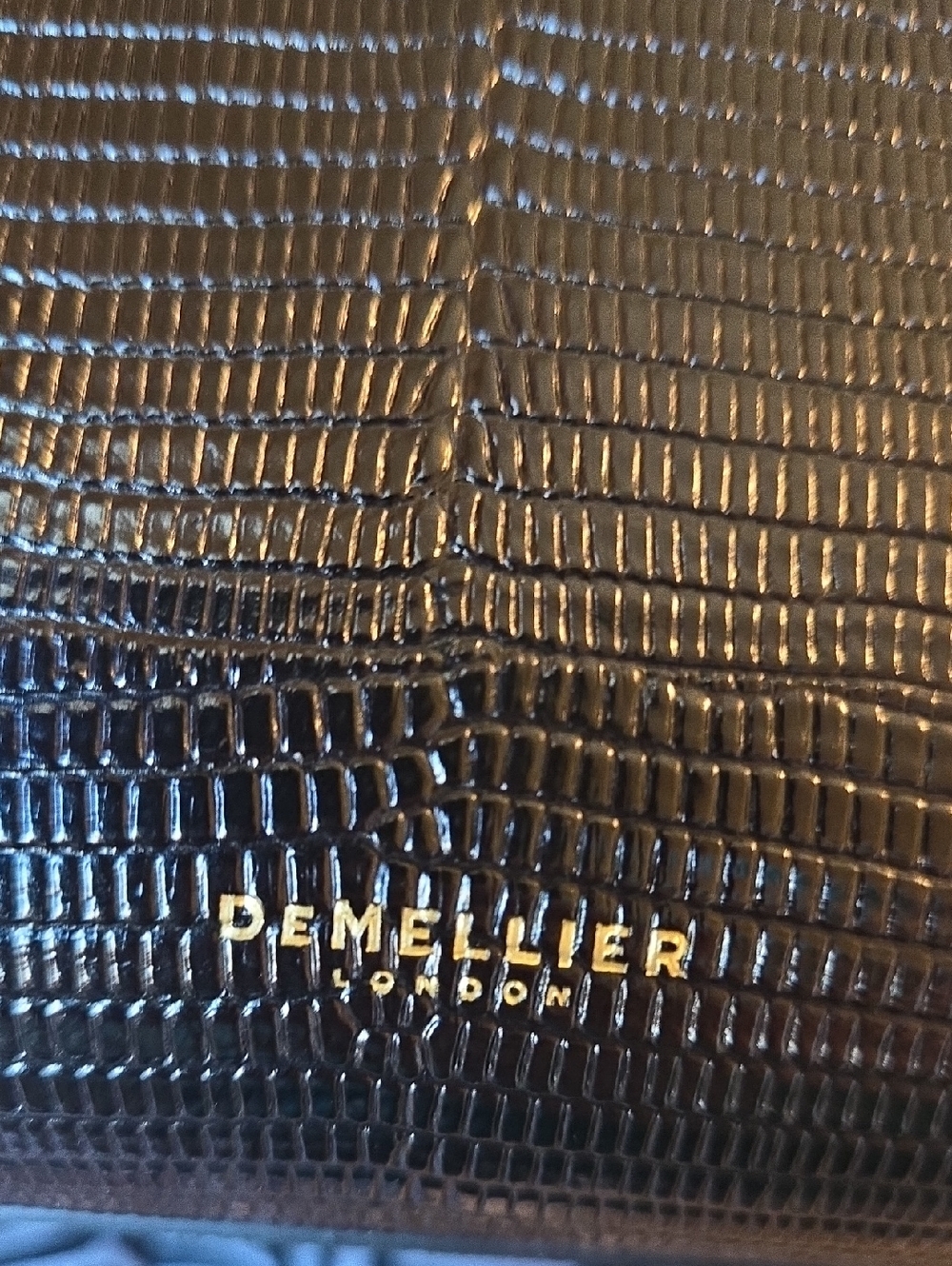 DeMellier "The Hudson" Black Lizard Effect Leather with Gold Hardware NWT - Picture 8 of 9